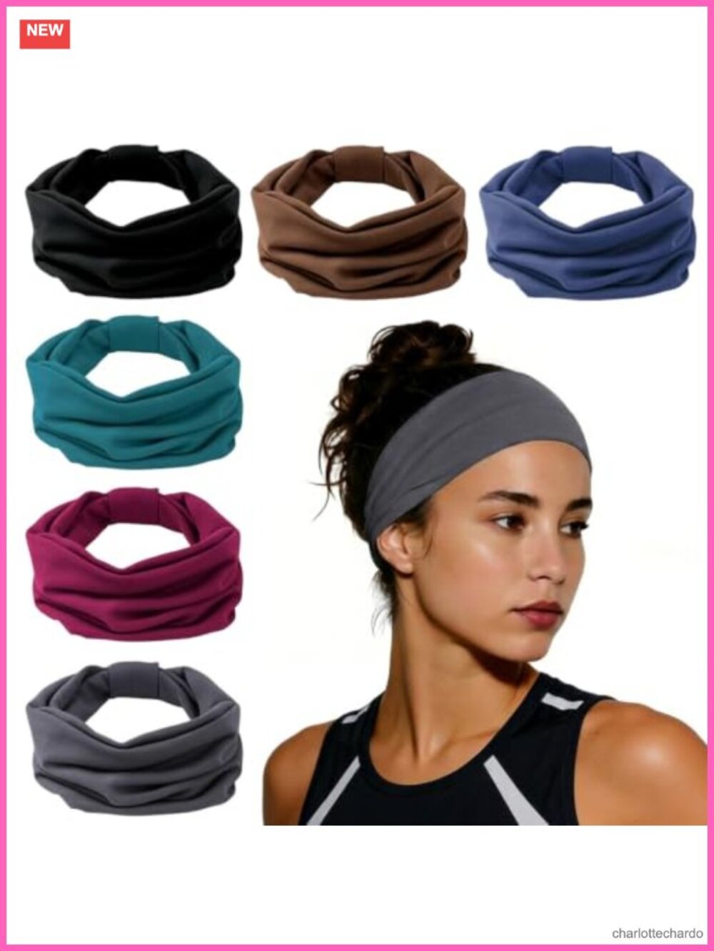 6 Pack Non Slip Wide Headbands Soft Elastic Workout Spa Head Wraps